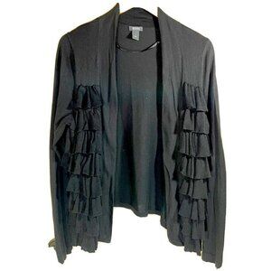 Kenneth Cole Reaction Black Ruffle Cardigan